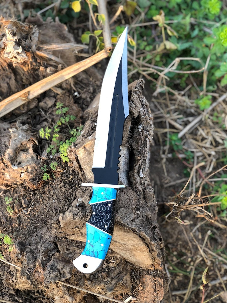 CUSTOM HANDMADE CARBON STEEL HUNTING BOWIE KNIFE || DRS KNIVES HUB