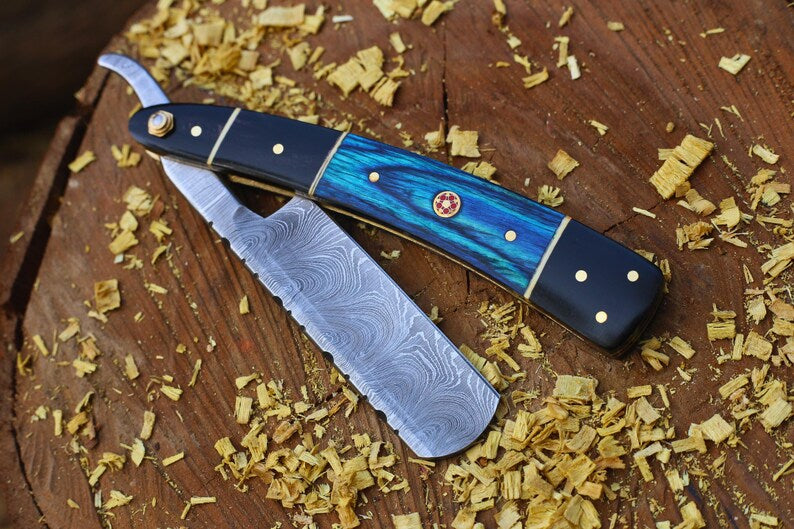 HAND FORGED STRAIGHT RAZOR DAMASCUS STEEL KNIFE || DRS KNIVES HUB