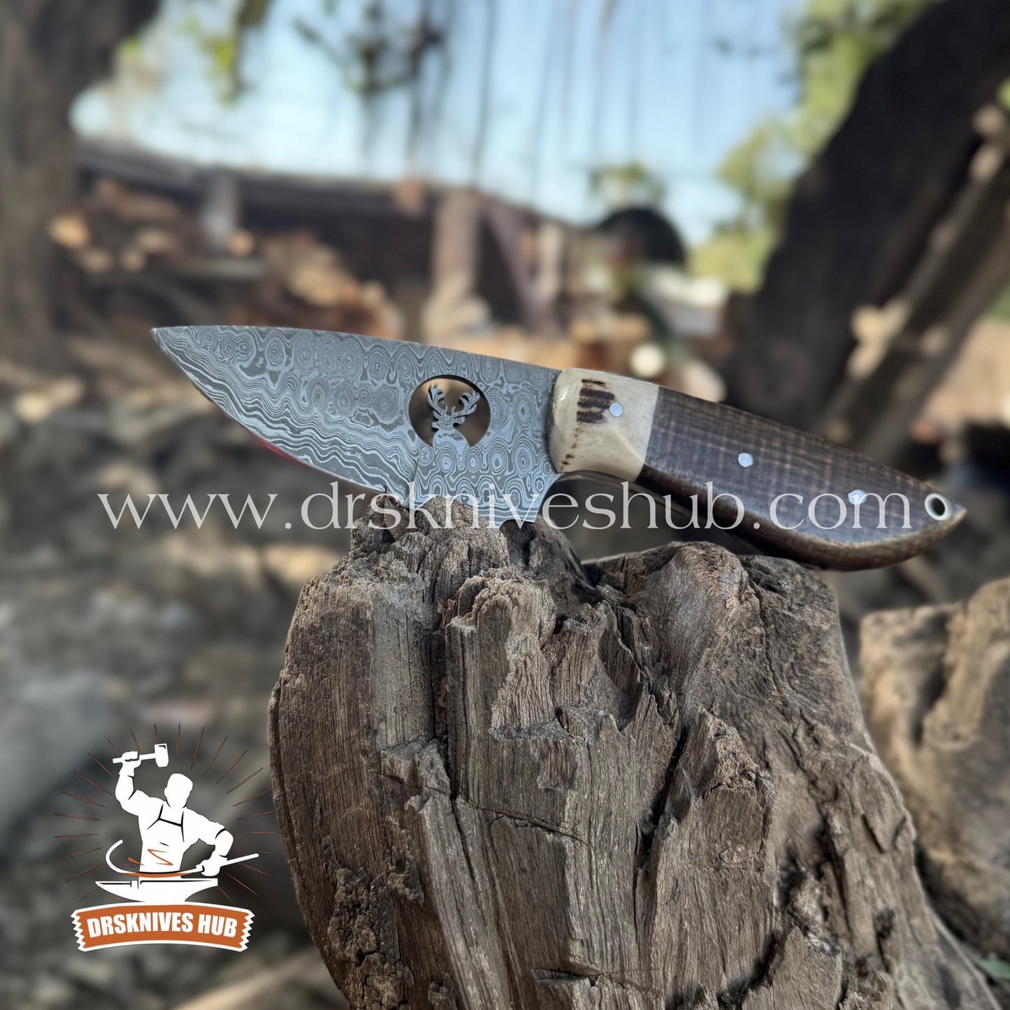 HANDMADE WIRE CUT SKINNER KNIFE MICRATA & STAG HANDLE || DRS KNIVES HUB