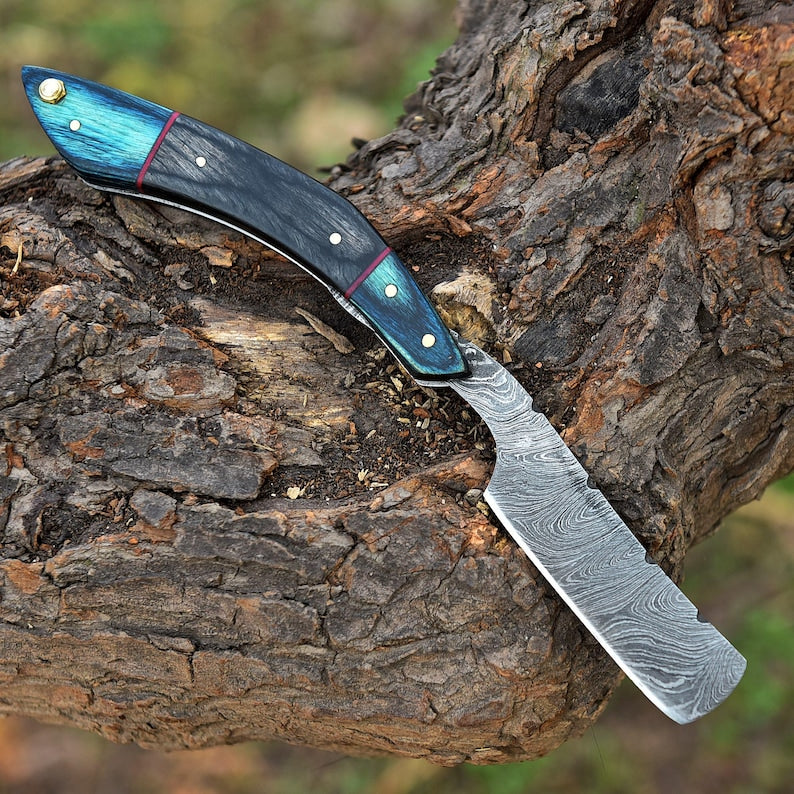 STRAIGHT RAZOR BLADE HANDMADE DAMASCUS STEEL BLADE || DRS KNIVES HUB