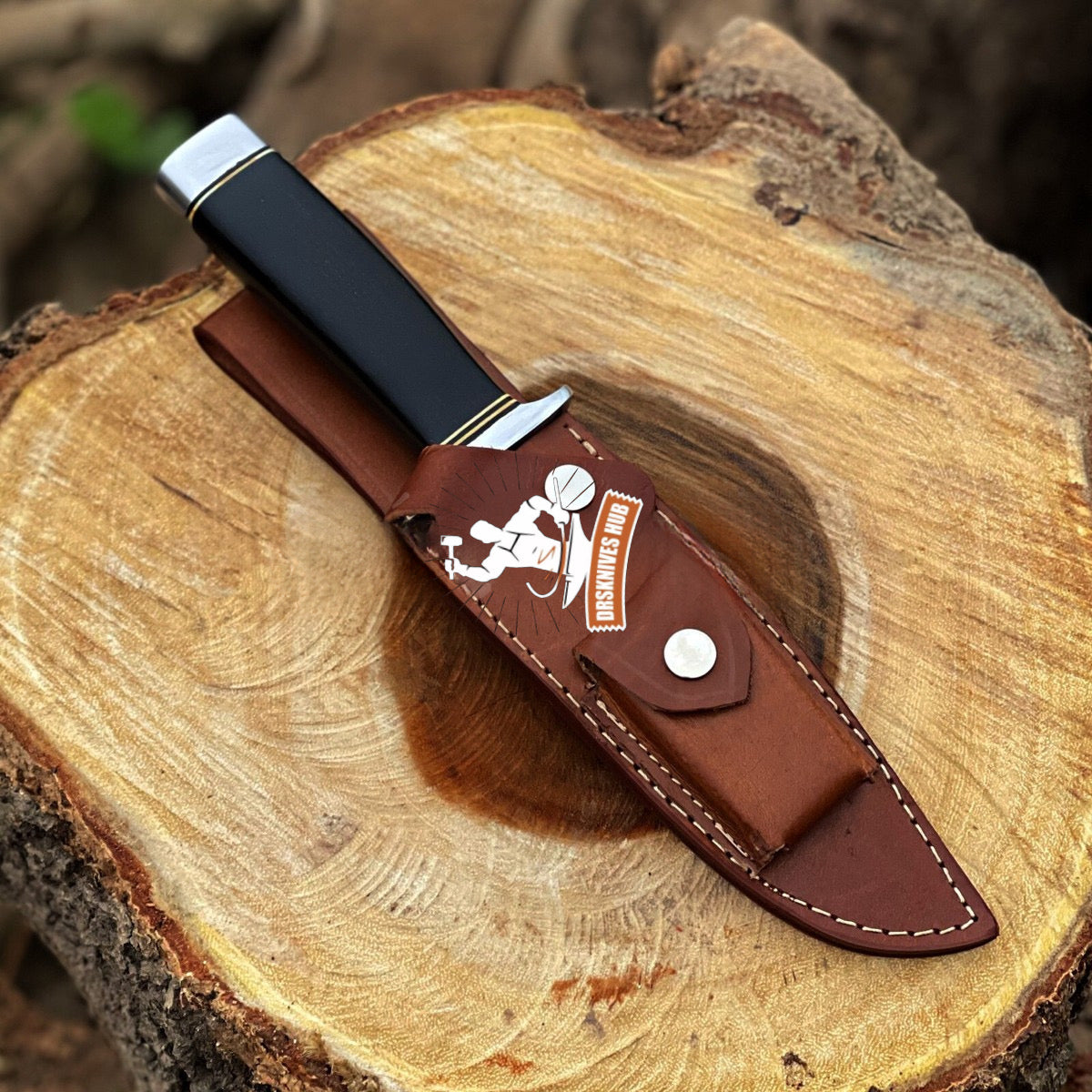 Hunting Knife Custom Handmade D2 Steel Blade Knife With Leather Sheath Cover