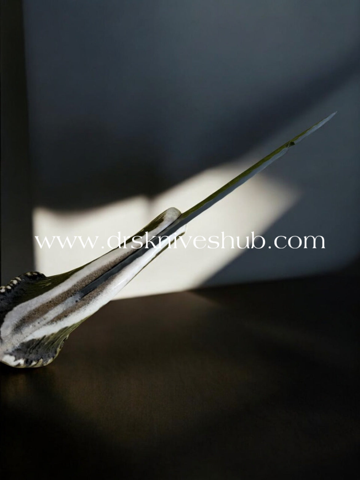 Antler Horn Handle Handmade J2 Steel powder Coated Blade hunting knife with leather wrap || drs knives hub