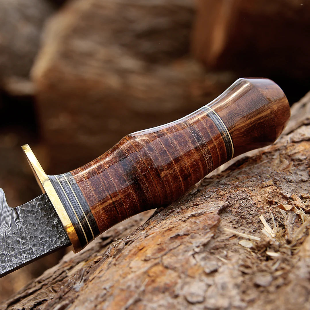 HANDMADE DAMASCUS HUNTING BOWIE KNIFE WITH SHEATH || DRS KNIVES HUB
