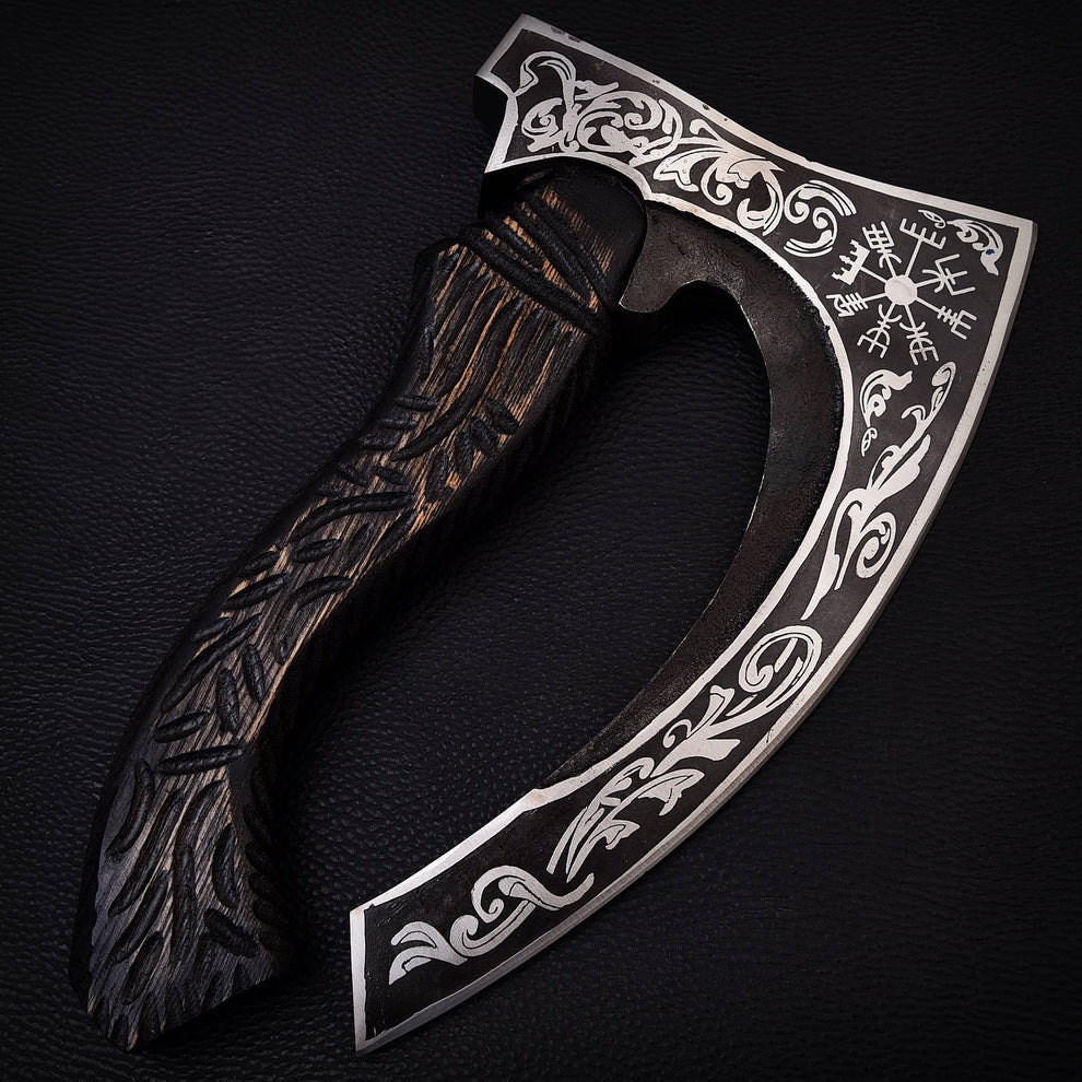 Hand Forged Pizza Cutter Axe With Leather Sheath Cover
