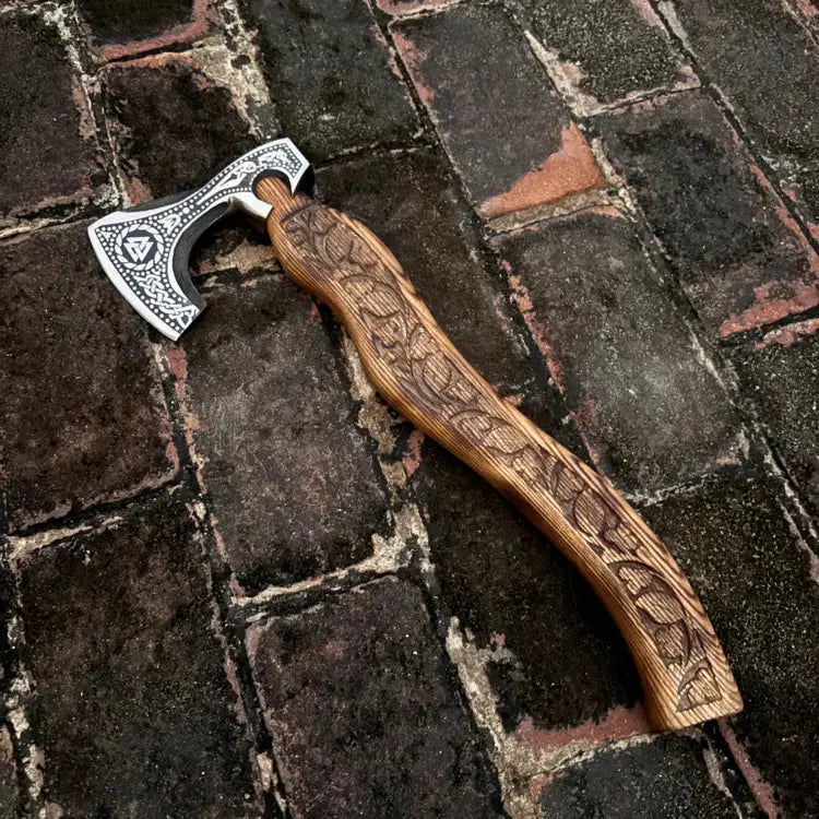 battle-ready Viking axe custom handmade axe with leather wrap|| DRSKNIVES HUB