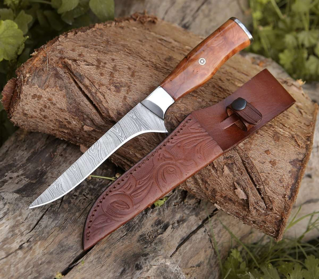 11” INCHES HANDMADE FISHING FILLET KNIFE WITH LEATHER SHEATH || DRS KNIVES HUB