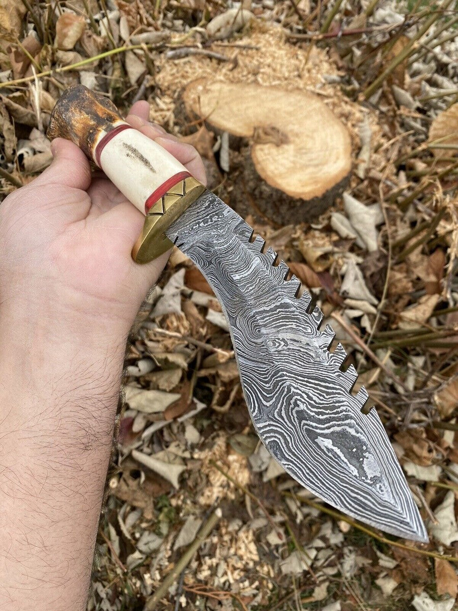 14” Damascus Steel Kukri Knife – Tactical Fixed Blade for Survival, Hunting & Camping | DRSKNIVES HUB