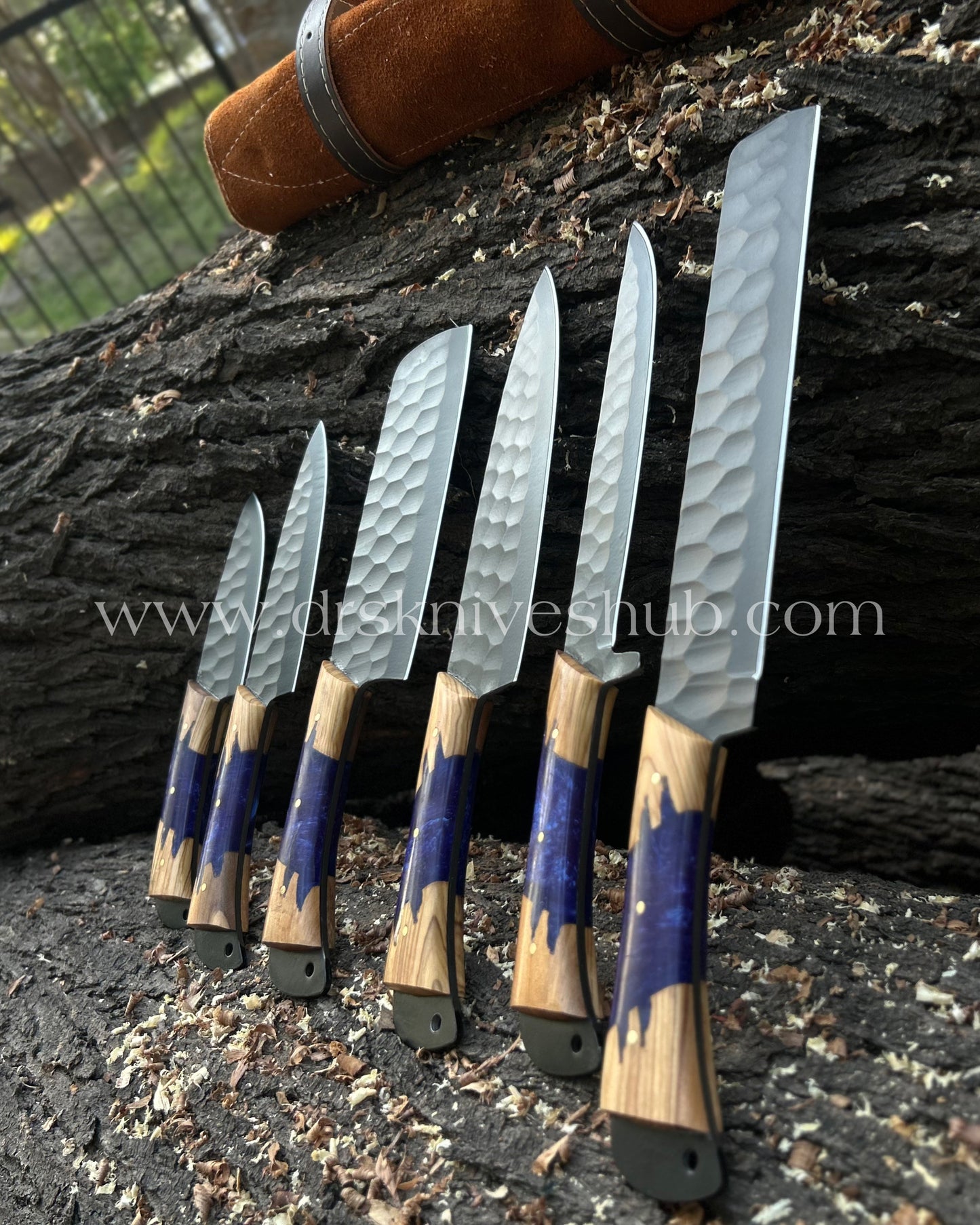 6PCS HANDMADE KITCHEN SET WITH LEATHER ROLL KIT BAG || DRS KNIVES HUB