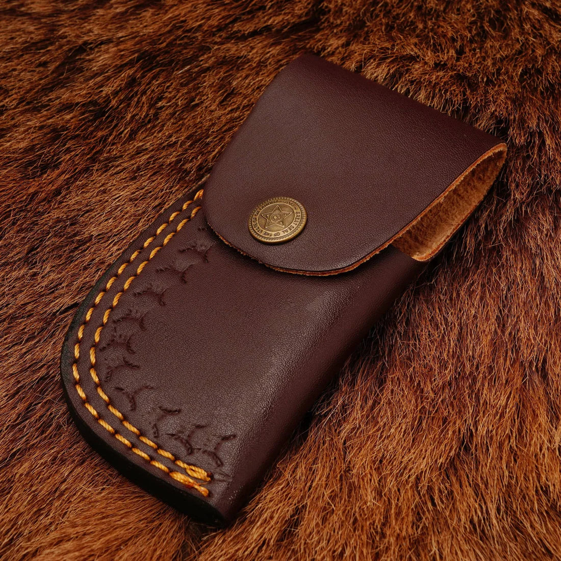 Damascus steel handmade folding knife Everyday Carry with leather pouch || drs knives hub