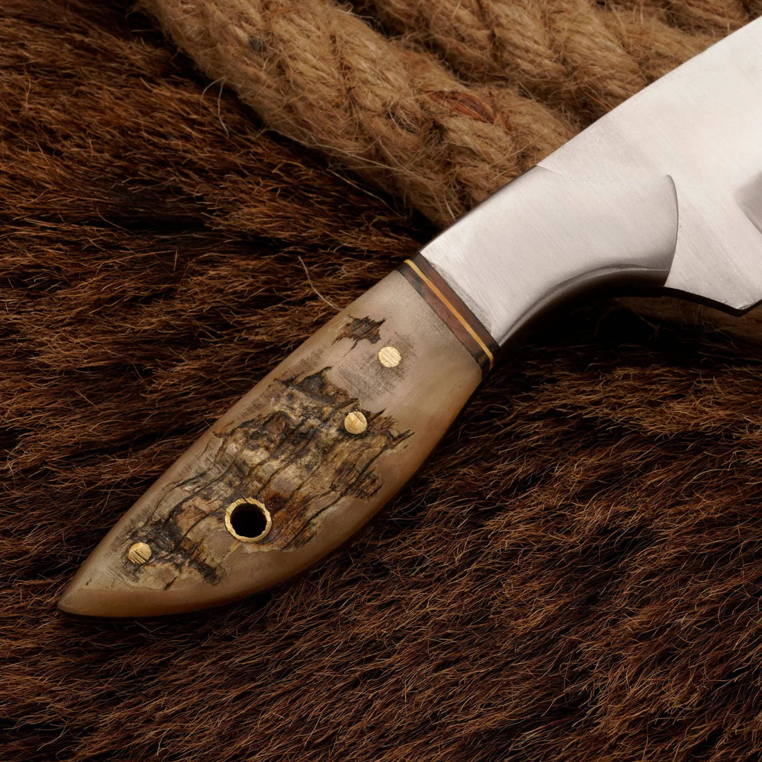 Custom Handmade j2 Steel Skinner Knife Ram Horn Handle || Drs Knives Hub