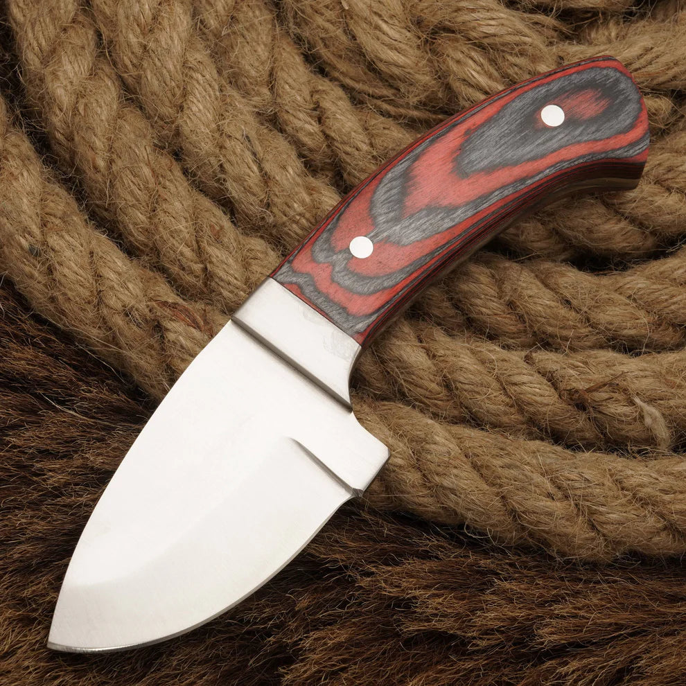 d2 steel handmade skinner knife wood handle with leather wrap || drs knives hub