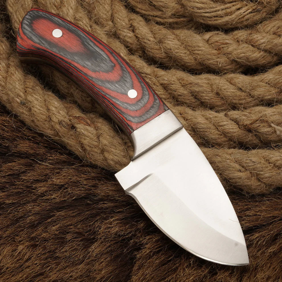 d2 steel handmade skinner knife wood handle with leather wrap || drs knives hub