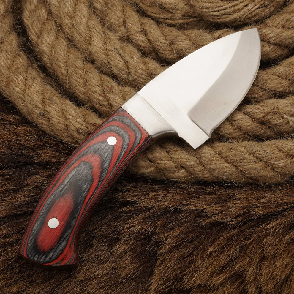 d2 steel handmade skinner knife wood handle with leather wrap || drs knives hub