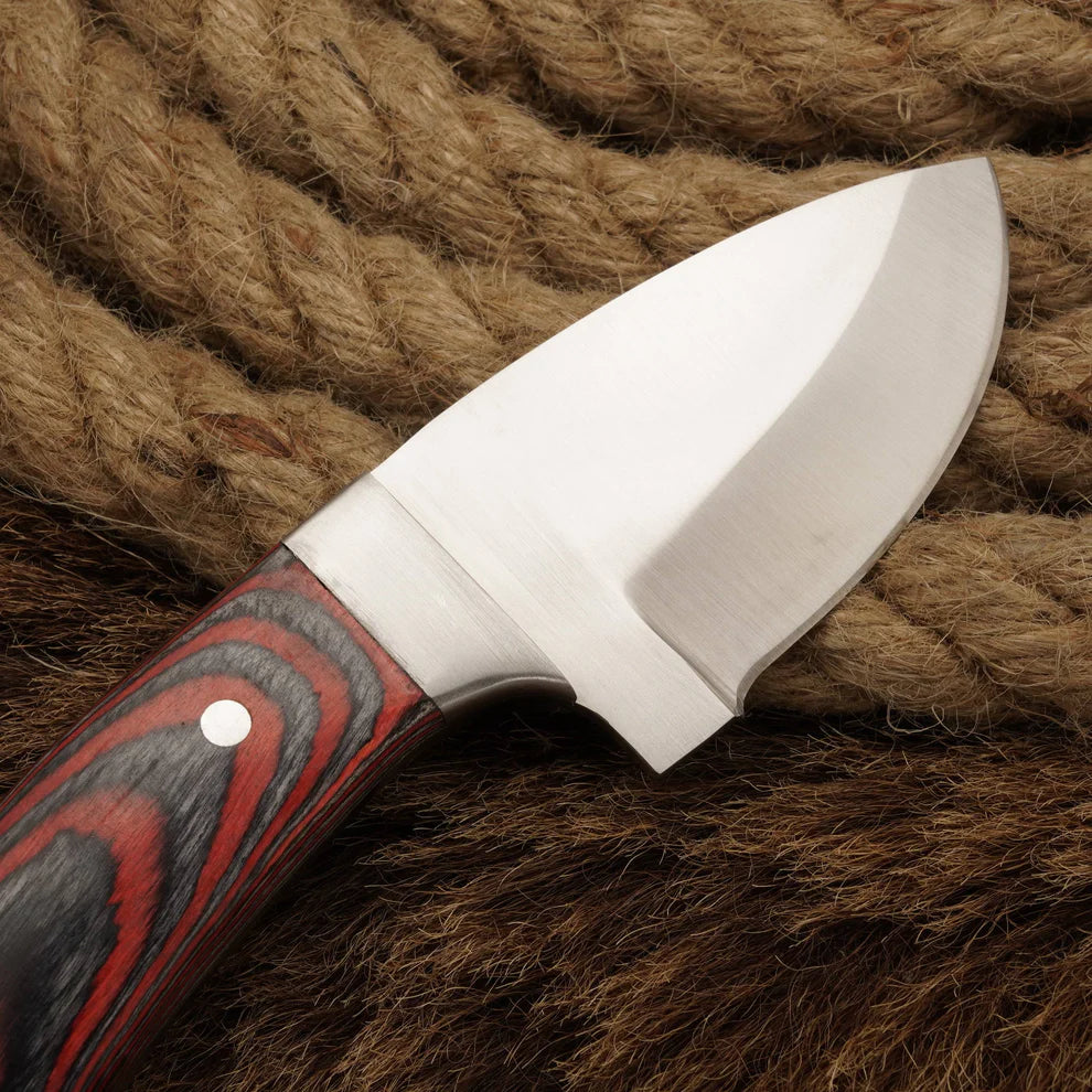 d2 steel handmade skinner knife wood handle with leather wrap || drs knives hub
