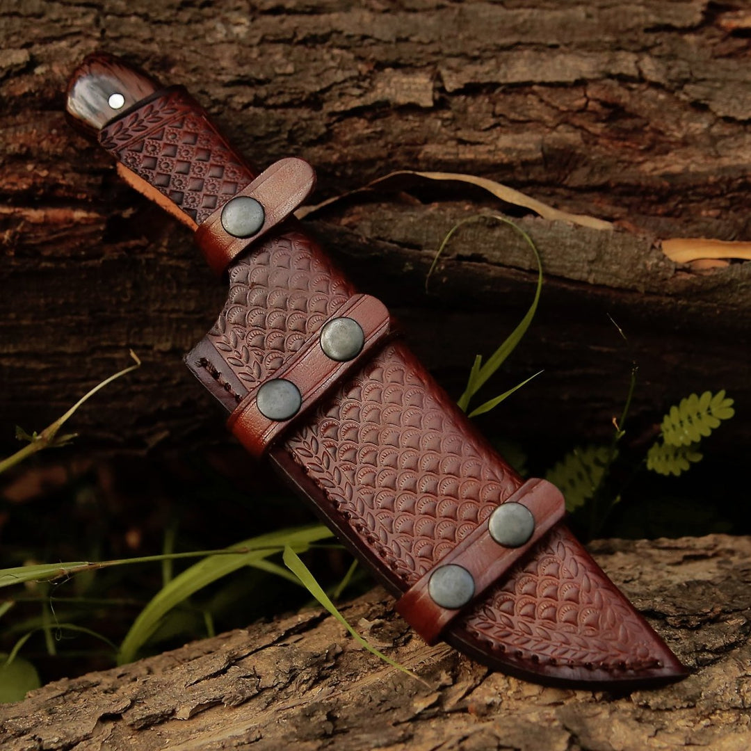 DAMASCUS STEEL CHEF KNIFE WITH LEATHER SHEATH COVER || DRS KNIVES HUB