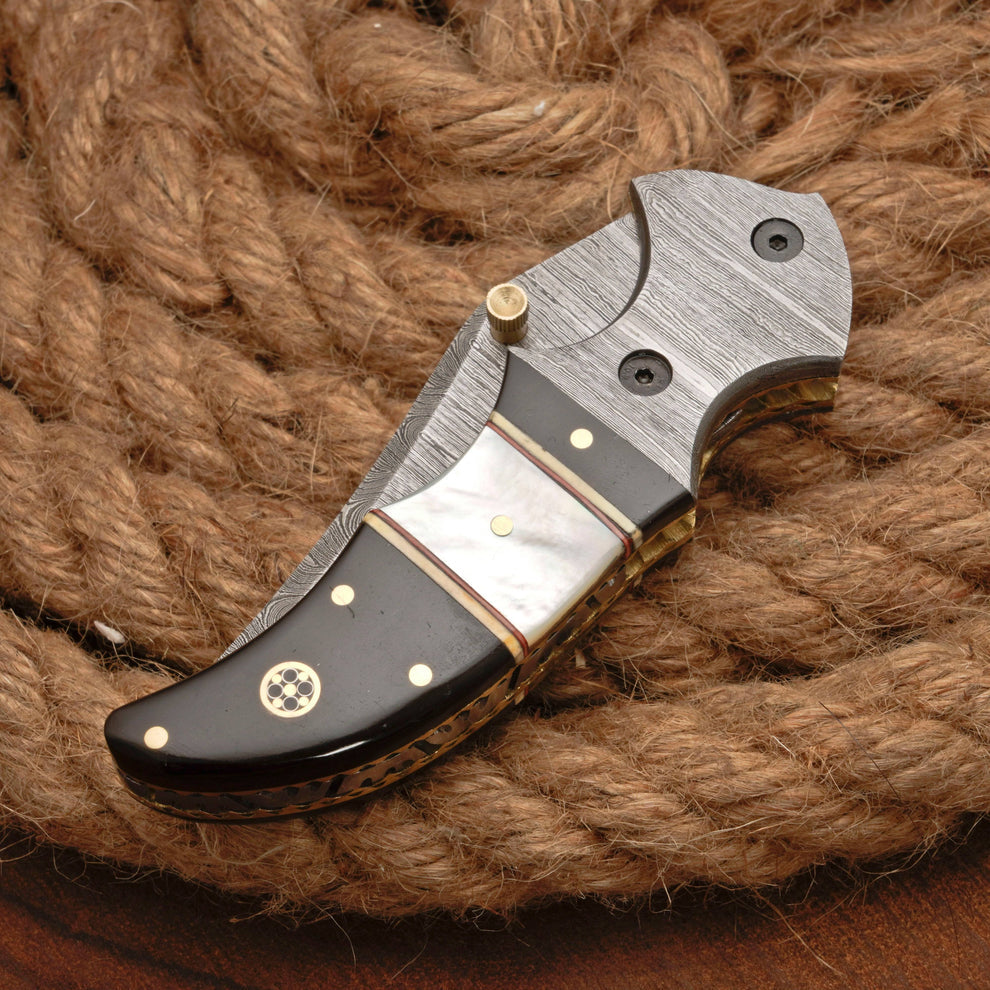 Custom made folding pocket knife with leather pouch || drs knives hub