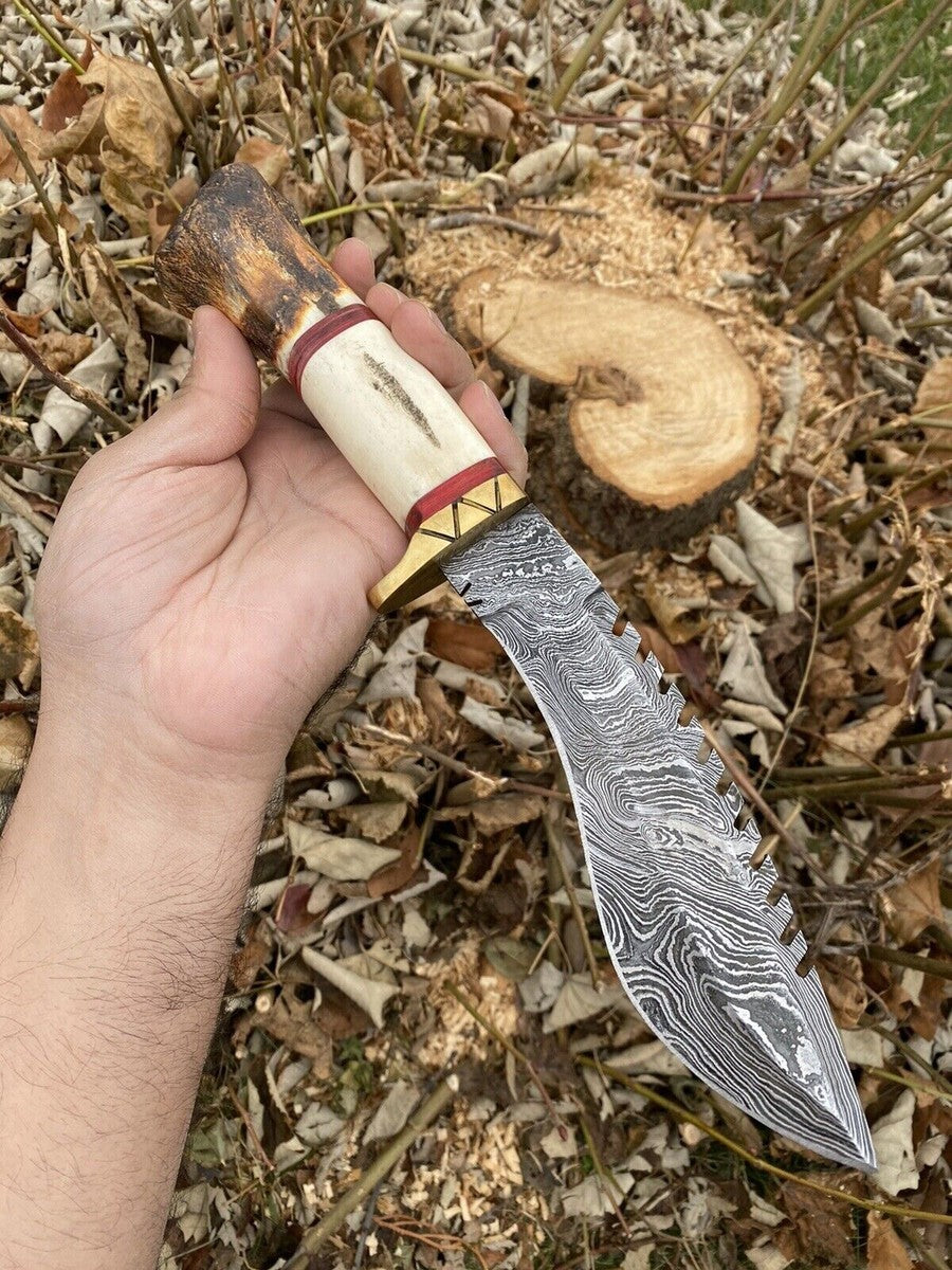 14” Damascus Steel Kukri Knife – Tactical Fixed Blade for Survival, Hunting & Camping | DRSKNIVES HUB