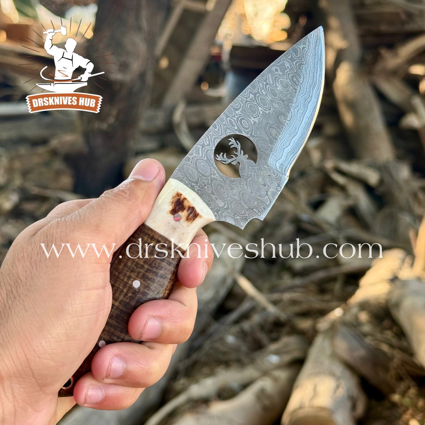HANDMADE WIRE CUT SKINNER KNIFE MICRATA & STAG HANDLE || DRS KNIVES HUB