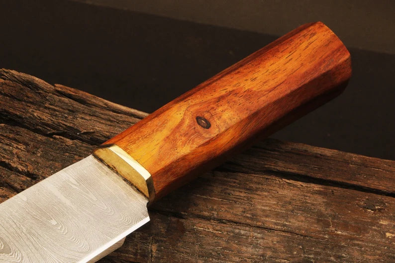 Damascus Steel 5pcs Chef Set With Beautiful Rosewood Handle