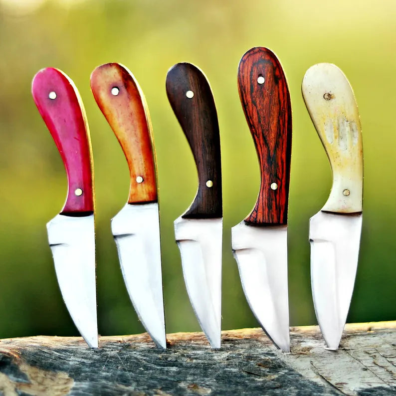 Unique Set/Lot of 5 Different Scalping Knives Skinners with leather sheath Custom Handmade