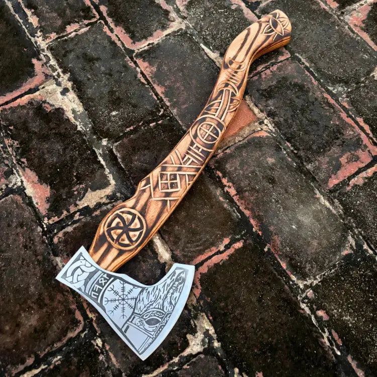 Handmade Viking Bearded Axe Carbon Steel Handle Axe With Leather Cover | DRSKNIVES HUB