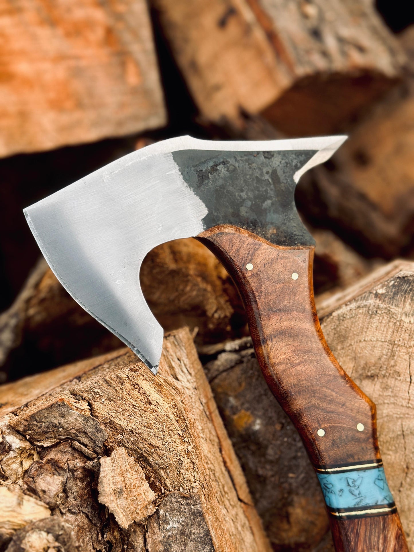 Handmade 1095 Steel Hatchet | Rosewood Handle | Leather Sheath | Custom Gift