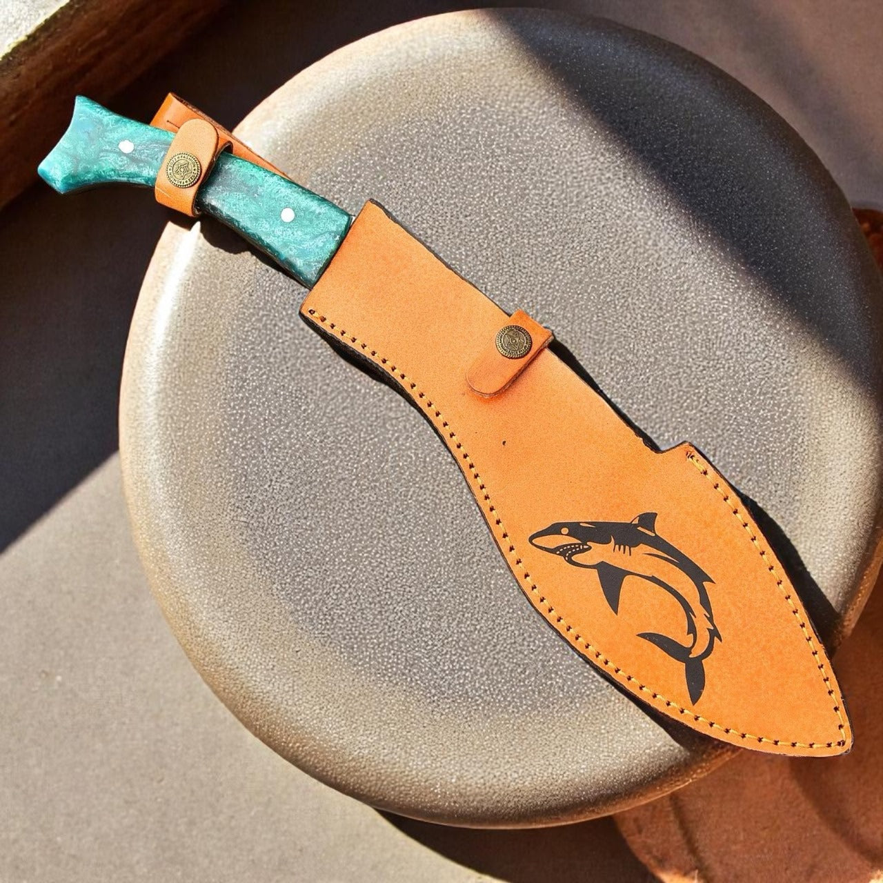 16" Gurkha Jungle Kukri Knife – Full Tang D2 Steel Blade – Resin Handle with Leather Sheath – Handmade Survival Machete