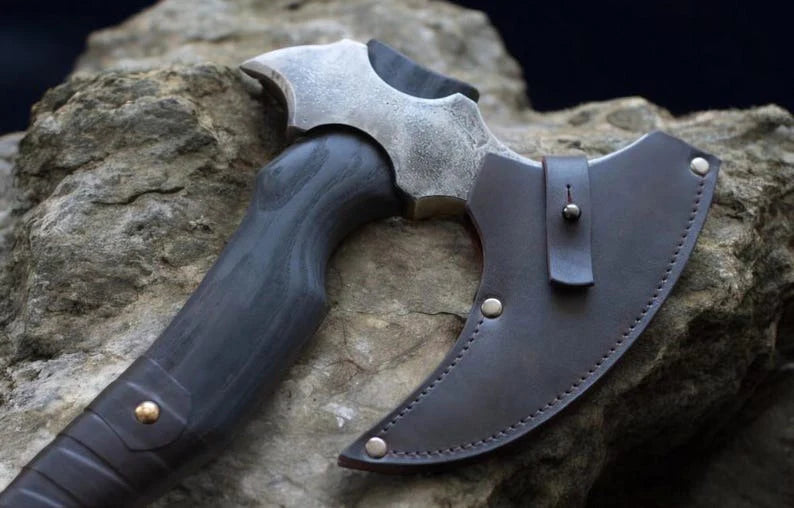 Hand-Forged Bearded Norse Axe with Leather Sheath | DRSKNIVES HUB