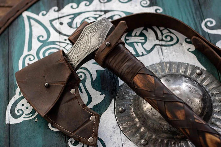 Premium Hand-Forged Scandinavian Viking Axe with Leather Sheath | DRSKNIVES HUB