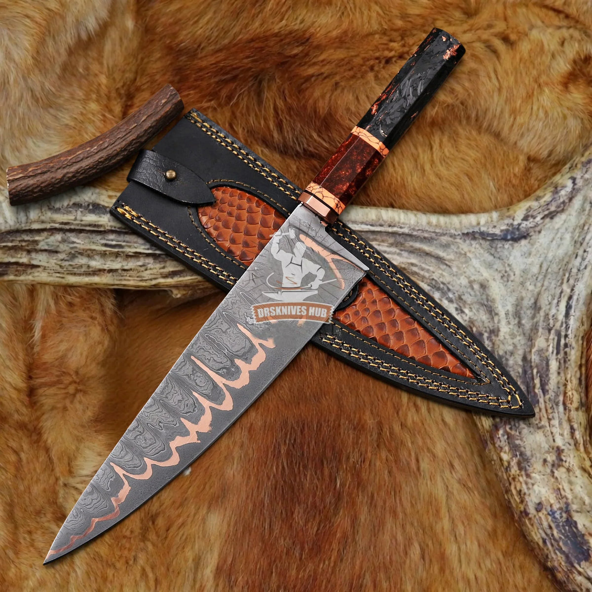drsknives-hub-copper-damascus-chef-knife - DRSKNIVES HUB