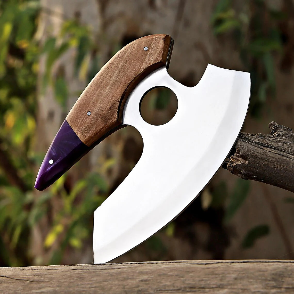 Custom Handmade D2 Steel Ulu Knife – Precision Pizza Cutter with Wood Handle & Leather Sheath - Drs Knives Hub
