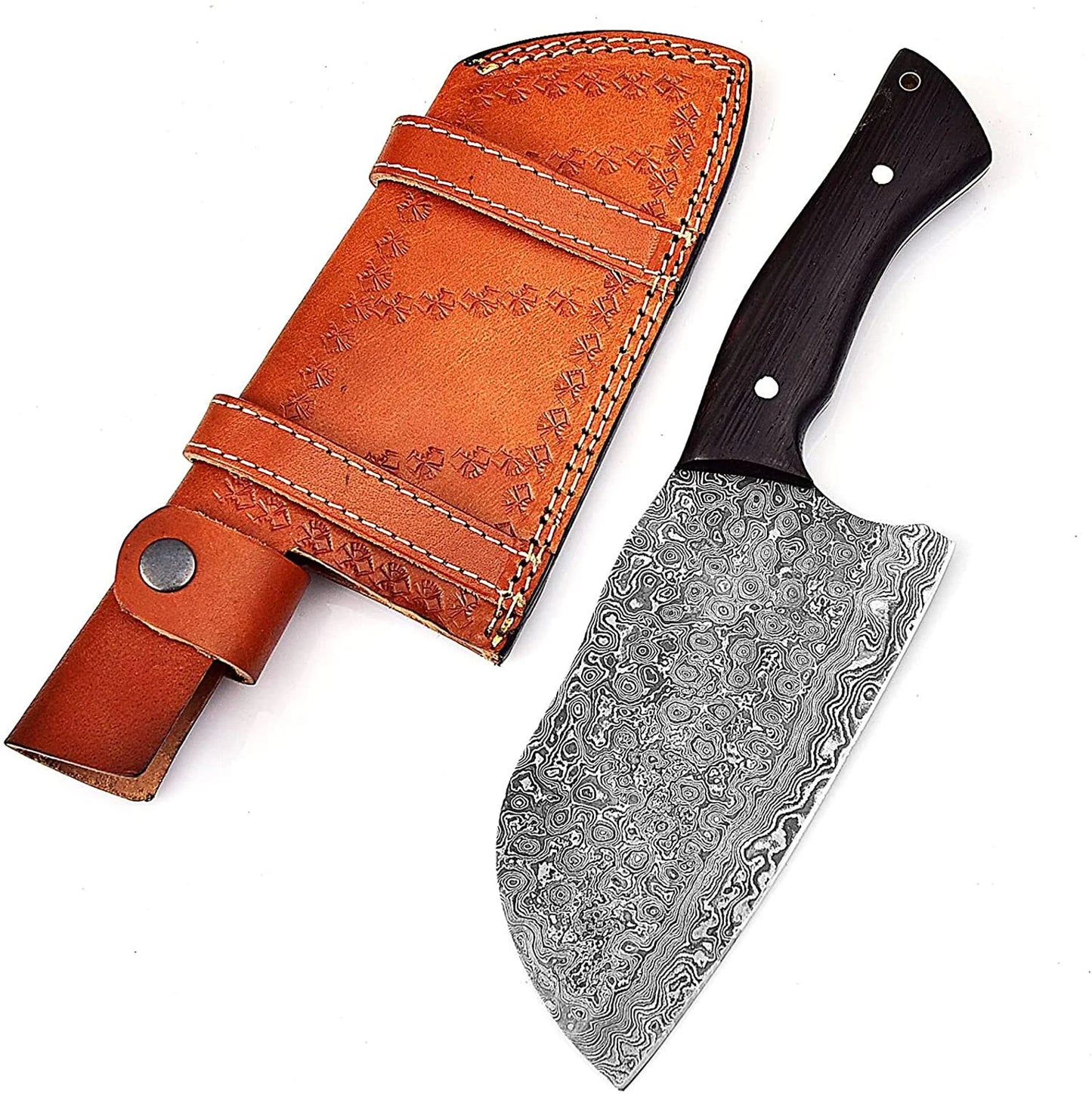 Serbian Cleaver Butcher knife Handmade Meat Cleaver With Cowhide Leather Sheath