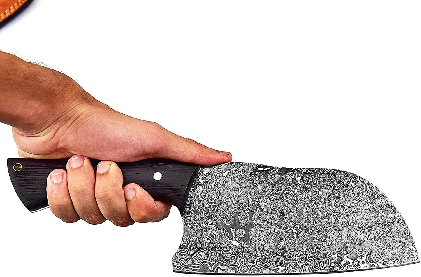 Serbian Cleaver Butcher knife Handmade Meat Cleaver With Cowhide Leather Sheath