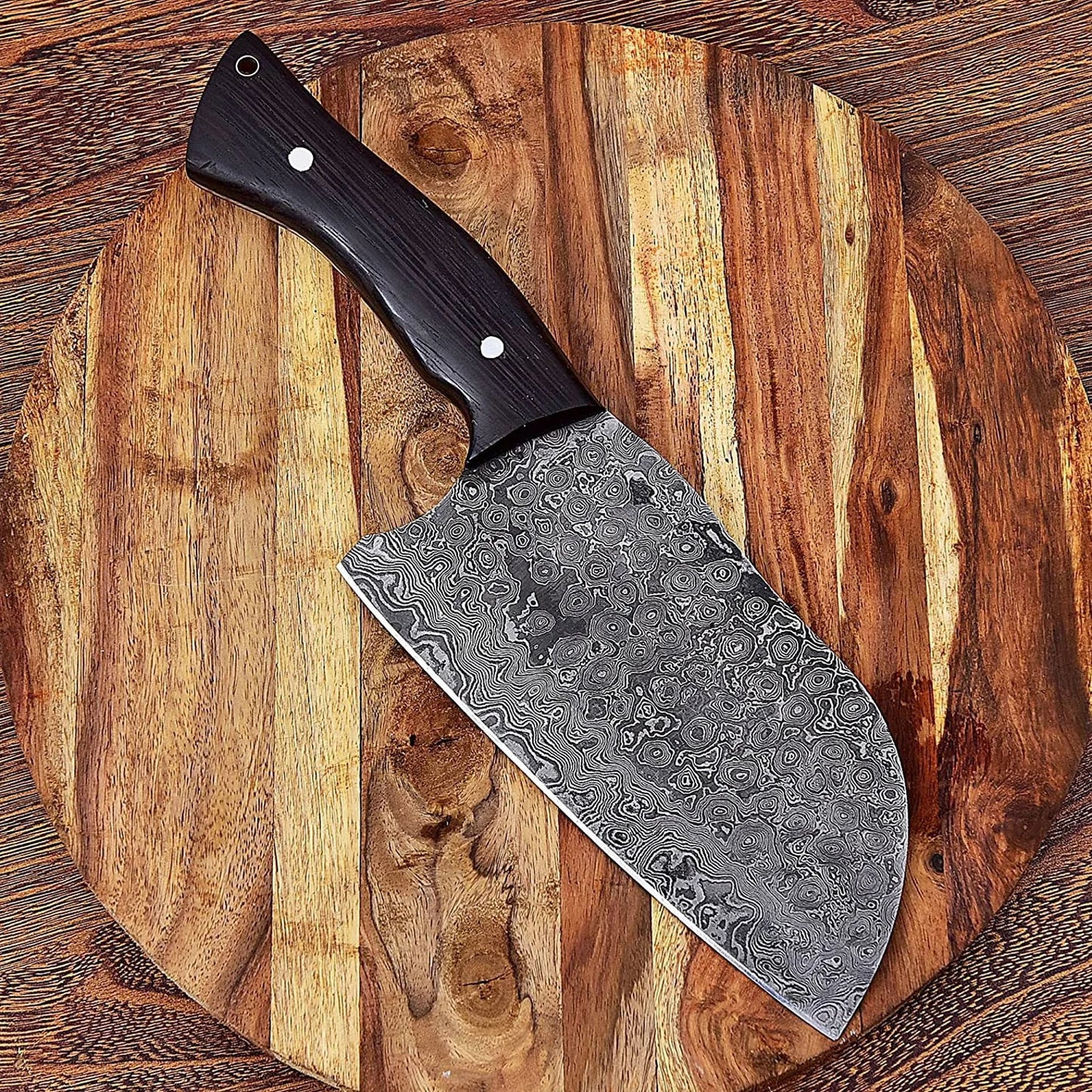 Serbian Cleaver Butcher knife Handmade Meat Cleaver With Cowhide Leather Sheath