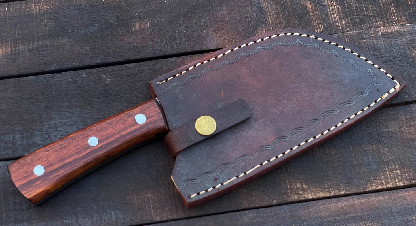 Cleaver Knife Custom Handmade Damascus Steel Meat Cleaver Knife With Leather Sheath Cover