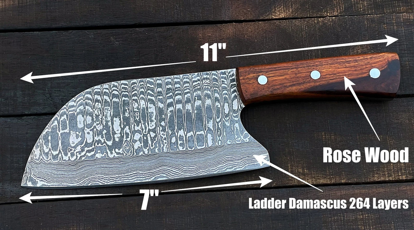Cleaver Knife Custom Handmade Damascus Steel Meat Cleaver Knife With Leather Sheath Cover
