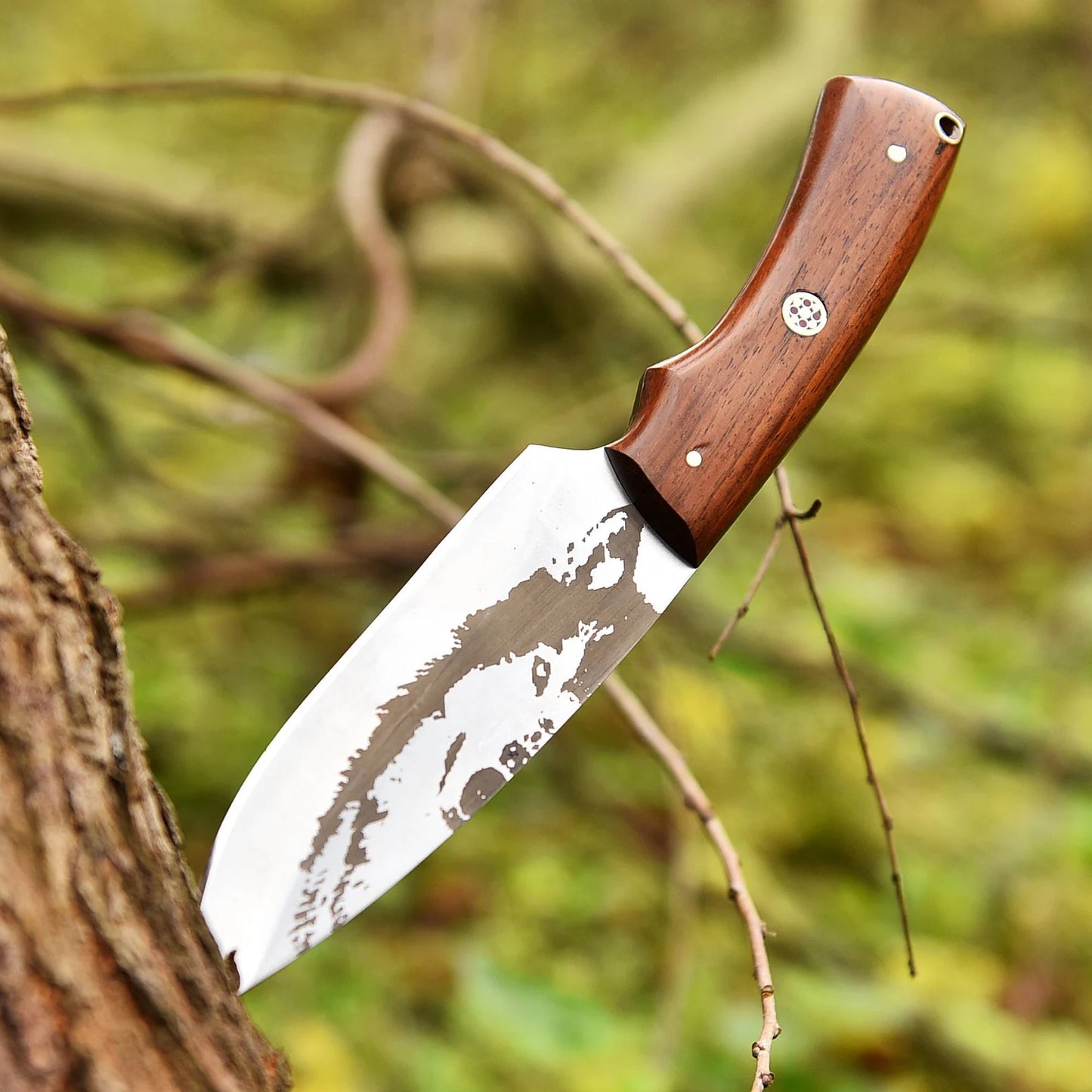 Full Tang Handmade Engraved Knife Hand Forged Personalized Hunting Camping Knife With Leather Sheath Cover