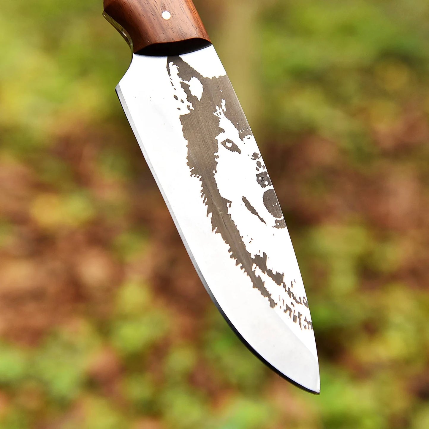 Full Tang Handmade Engraved Knife Hand Forged Personalized Hunting Camping Knife With Leather Sheath Cover