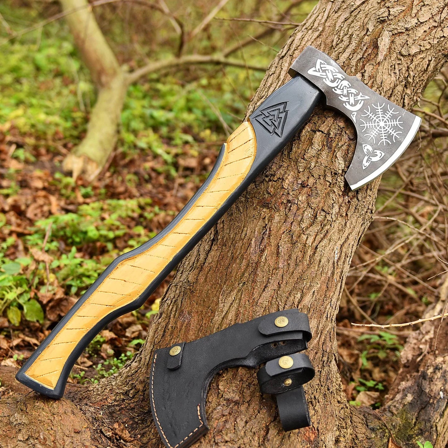 Custom Hand Forged Hatchet Handmade Carbon Steel Axe With Leather Sheath Cover |DRSKNIVES HUB