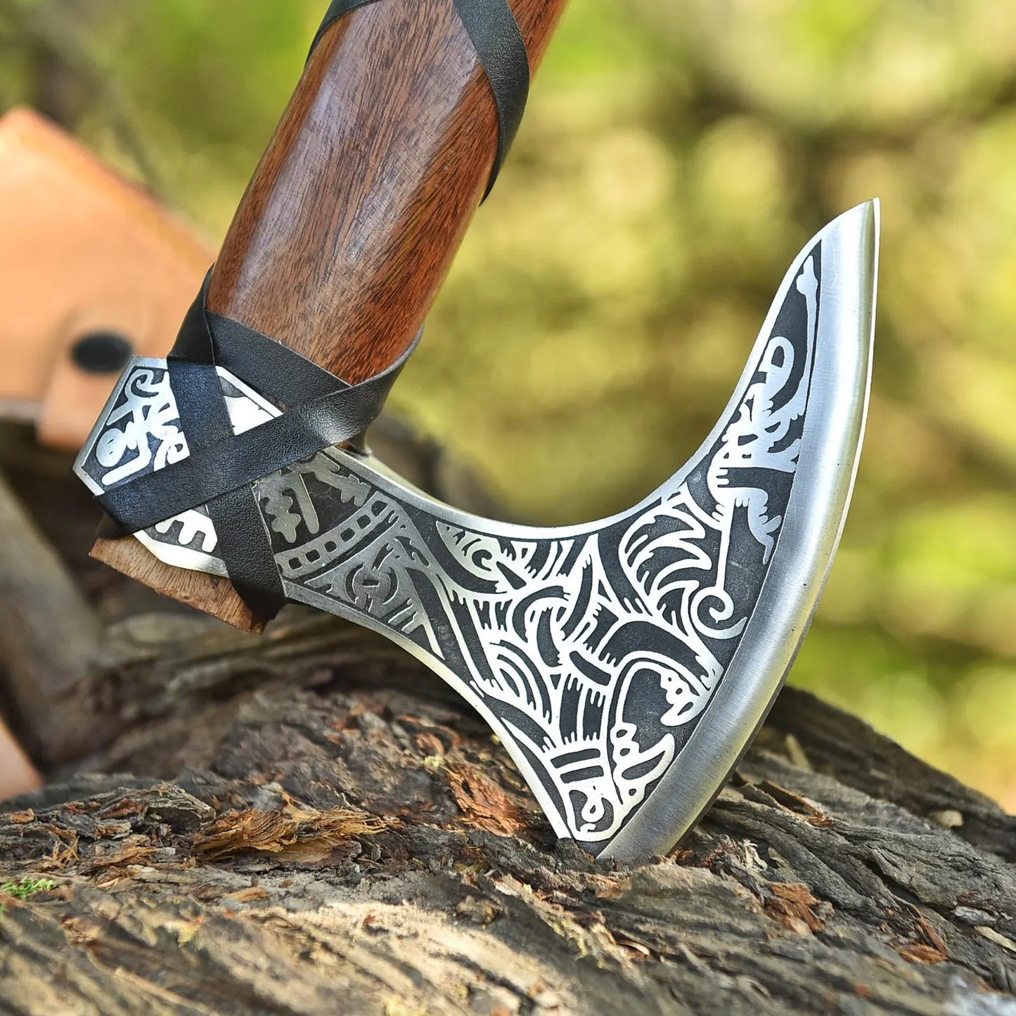 Custom Norse Hatchet – Handmade Viking Axe with Engraved Carbon Steel Blade | DRSKNIVES HUB