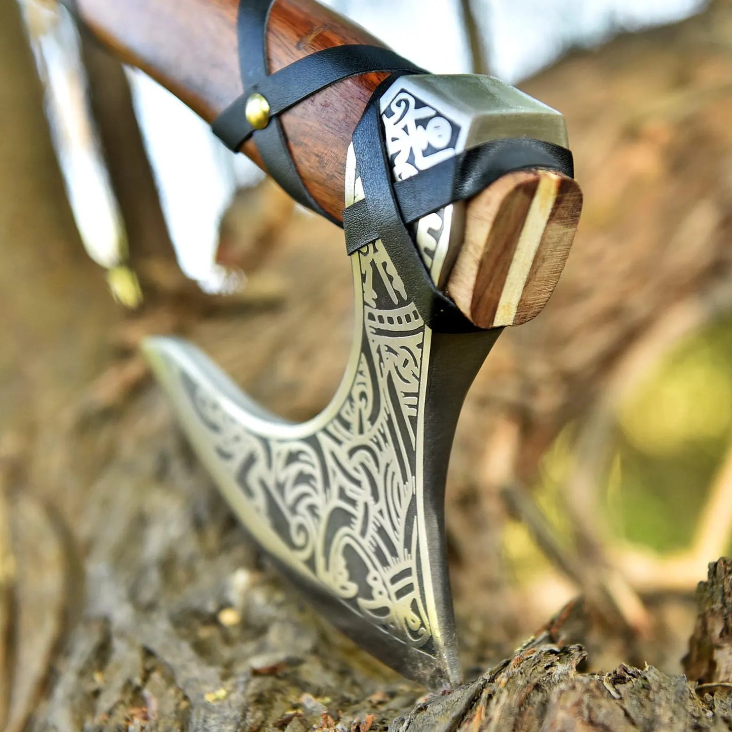 Custom Norse Hatchet – Handmade Viking Axe with Engraved Carbon Steel Blade | DRSKNIVES HUB