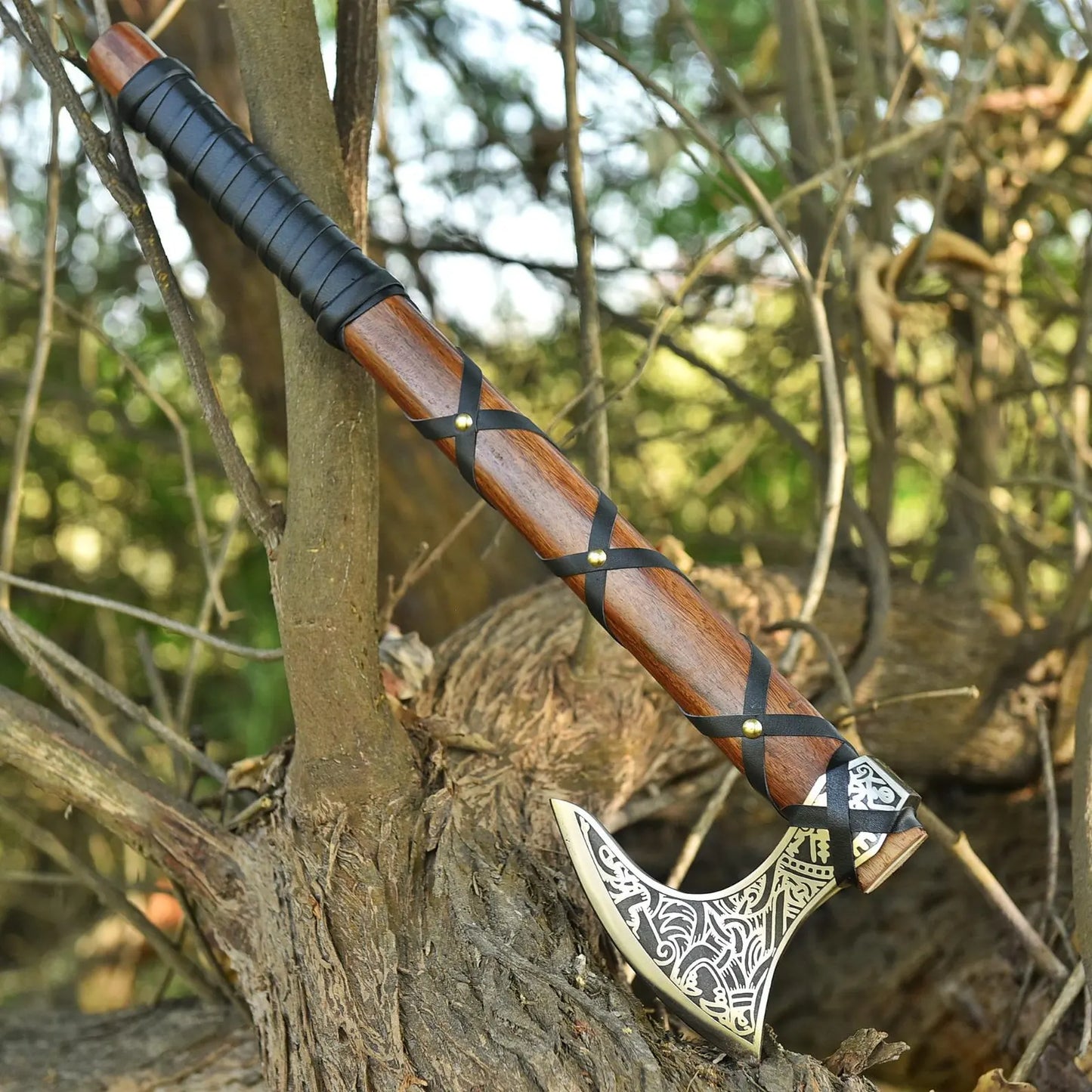 Custom Norse Hatchet – Handmade Viking Axe with Engraved Carbon Steel Blade | DRSKNIVES HUB