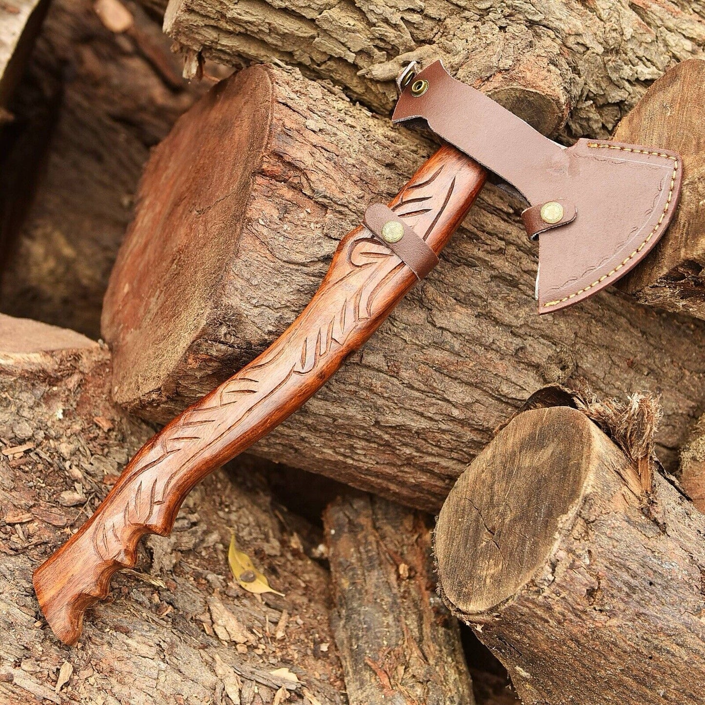 Handmade Damascus Steel Blade Viking Bearded Camping Hatchet TOMAHAWK AXE