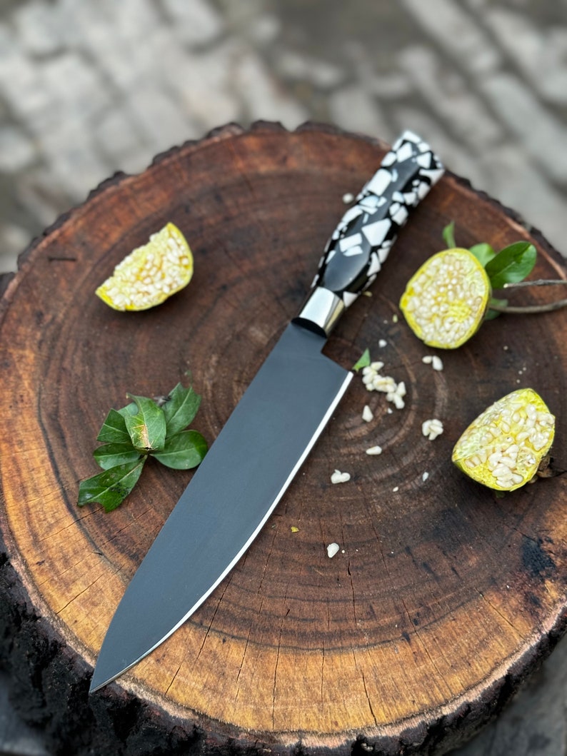 13" Custom Handmade Stainless Steel Black Powder Coated Chef Knife