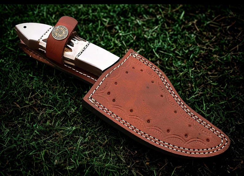 CUSTOM HANDMADE DAMASCUS STEEL CHOPPER KNIFE ANTLER HANDLE || DRS KNIVES HUB