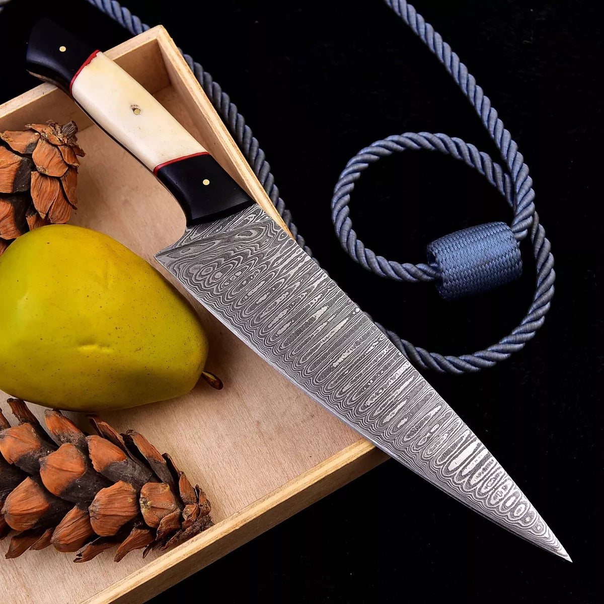 Camel Bone Handle Handmade Damascus Steel Blade Chef Knife, kitchen knife Boning knife