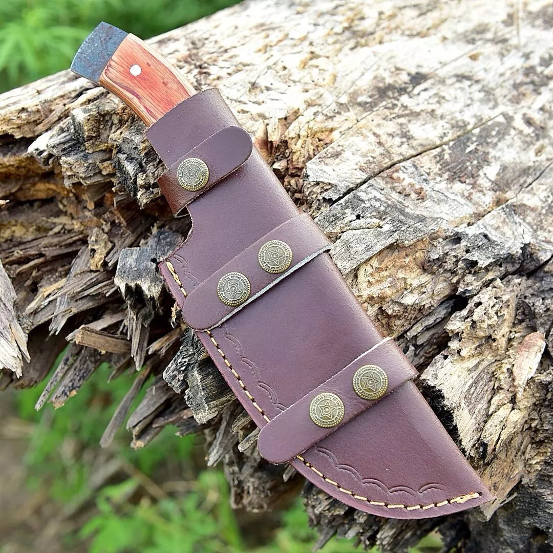 Outdoor Camping knife Handmade Damascus Steel Military Tactical Tracker Knife With Leather Sheath Cover