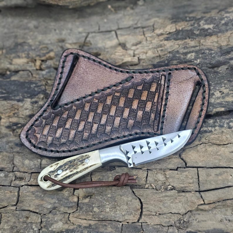 COWBOY KNIFE CUSTOM HANDMADE SKINNER KNIFE ANTLER HANDLE || DRS KNIVES HUB