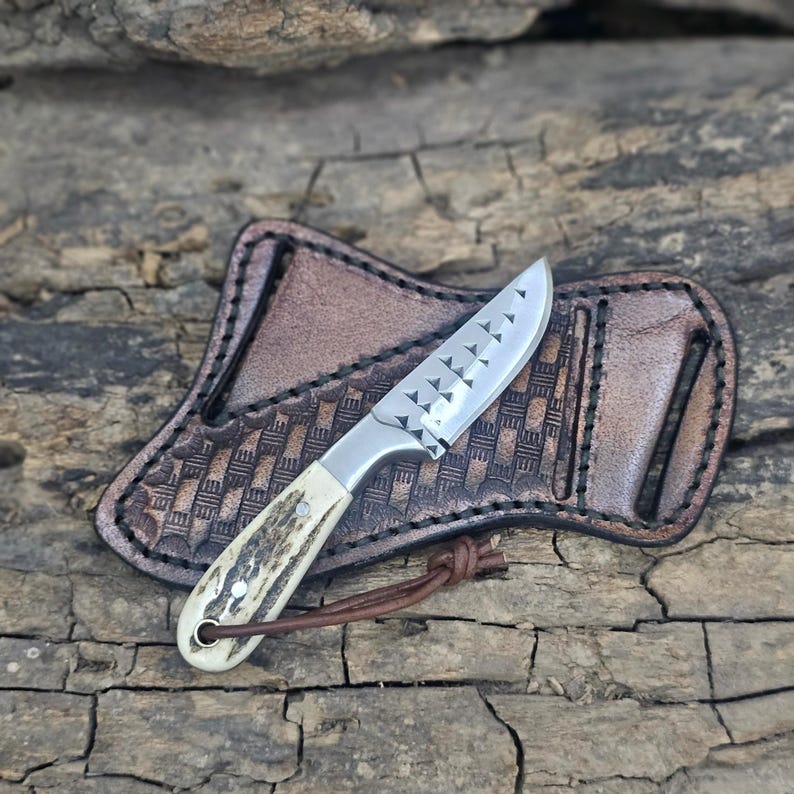 COWBOY KNIFE CUSTOM HANDMADE SKINNER KNIFE ANTLER HANDLE || DRS KNIVES HUB