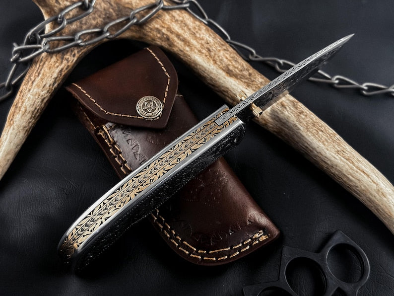 Hand-Engraved Folding Knife: Fully Engraved Pocket Knife by Drsknives Hub